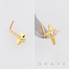 DIMENSIONAL CZ NORTHERN STAR POLISH 316L SURGICAL STEEL L-SHAPE NOSE RING